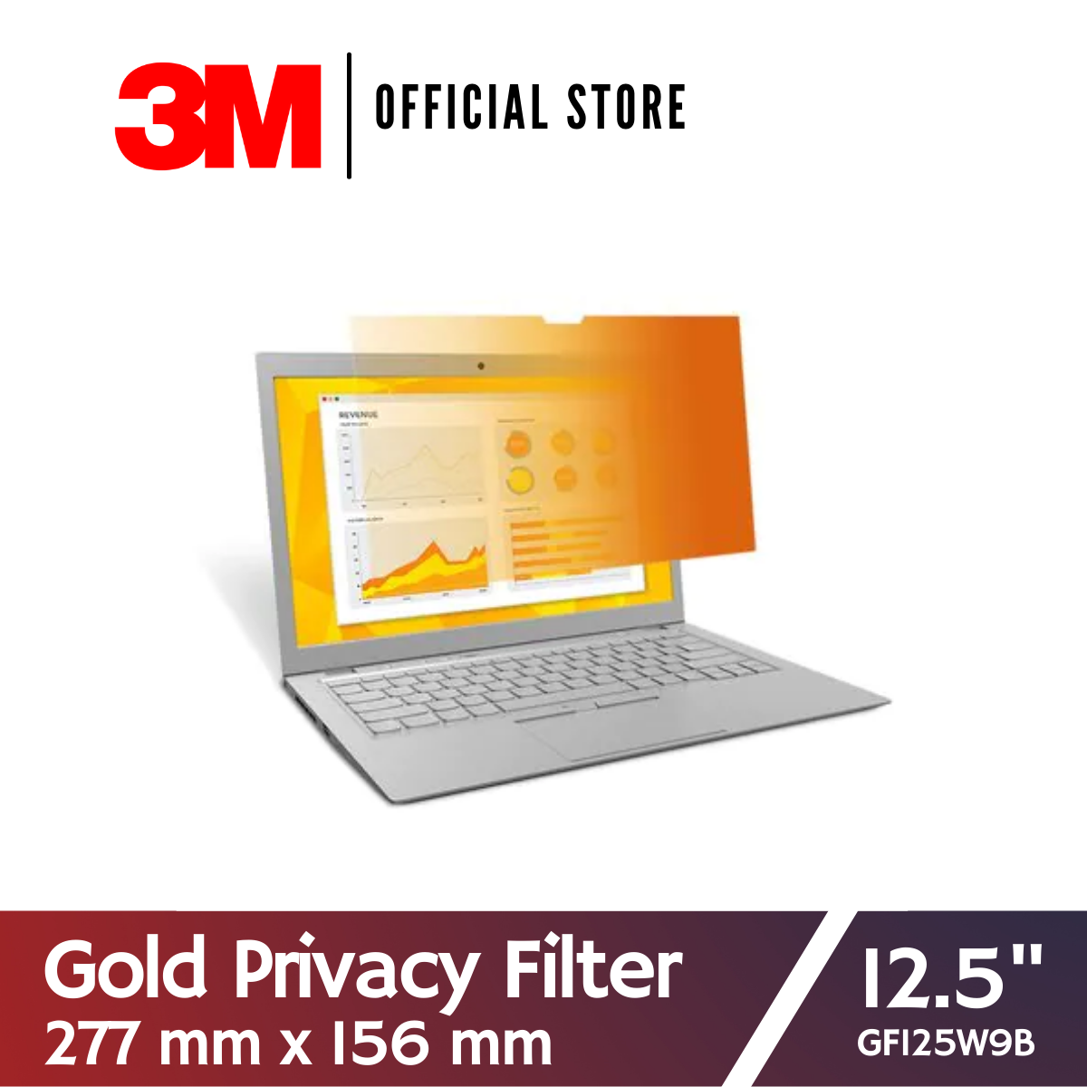 High Clarity Anti Glare Protector Film for Data Confidentiality GF125W9B 16:9 Aspect Ratio Gold Laptop Privacy Screen Filter for 12.5 Inch Widescreen Display Laptops 