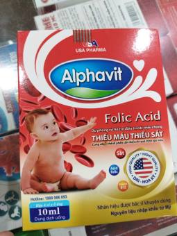 siro bổ sung sắt acid fonic Alphavit - Ống uống bổ sung sắt cho người thiếu máu - dùng được cho trẻ từ 6 tháng trở lên - hộp 20 ống