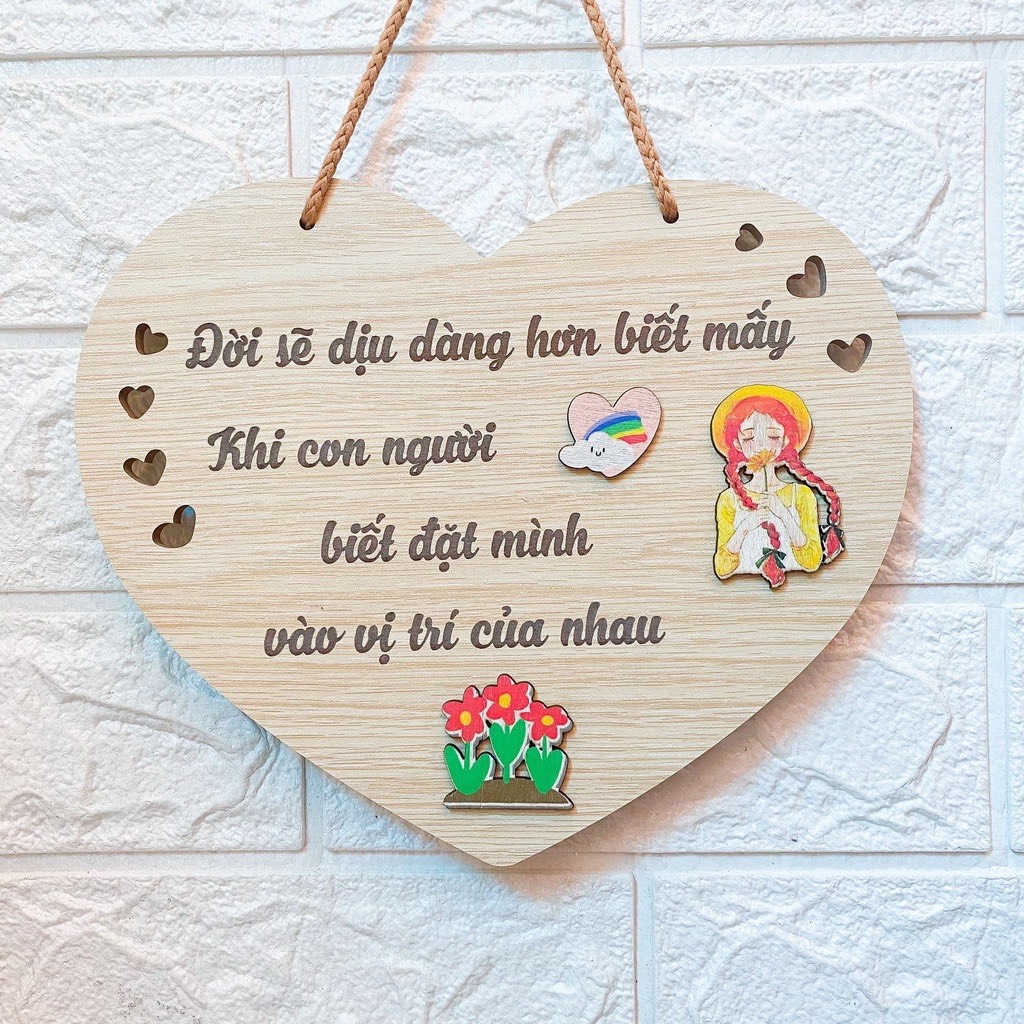 Bảng gỗ treo tường bảng gỗ dễ thương Bảng treo cửa có móc treo chìa khóa nhiều mẫu hình ảnh dễ thươn