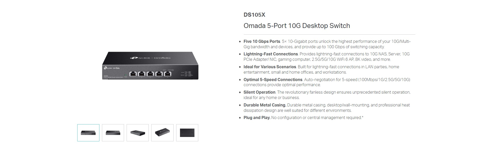 TP-LINK DS105X Omada 5-port 10Gbps Desktop Switch ( Mulit-Gigi 10G