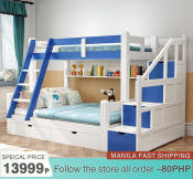Solid Wood Mother and Baby Bunk Bed with Storage