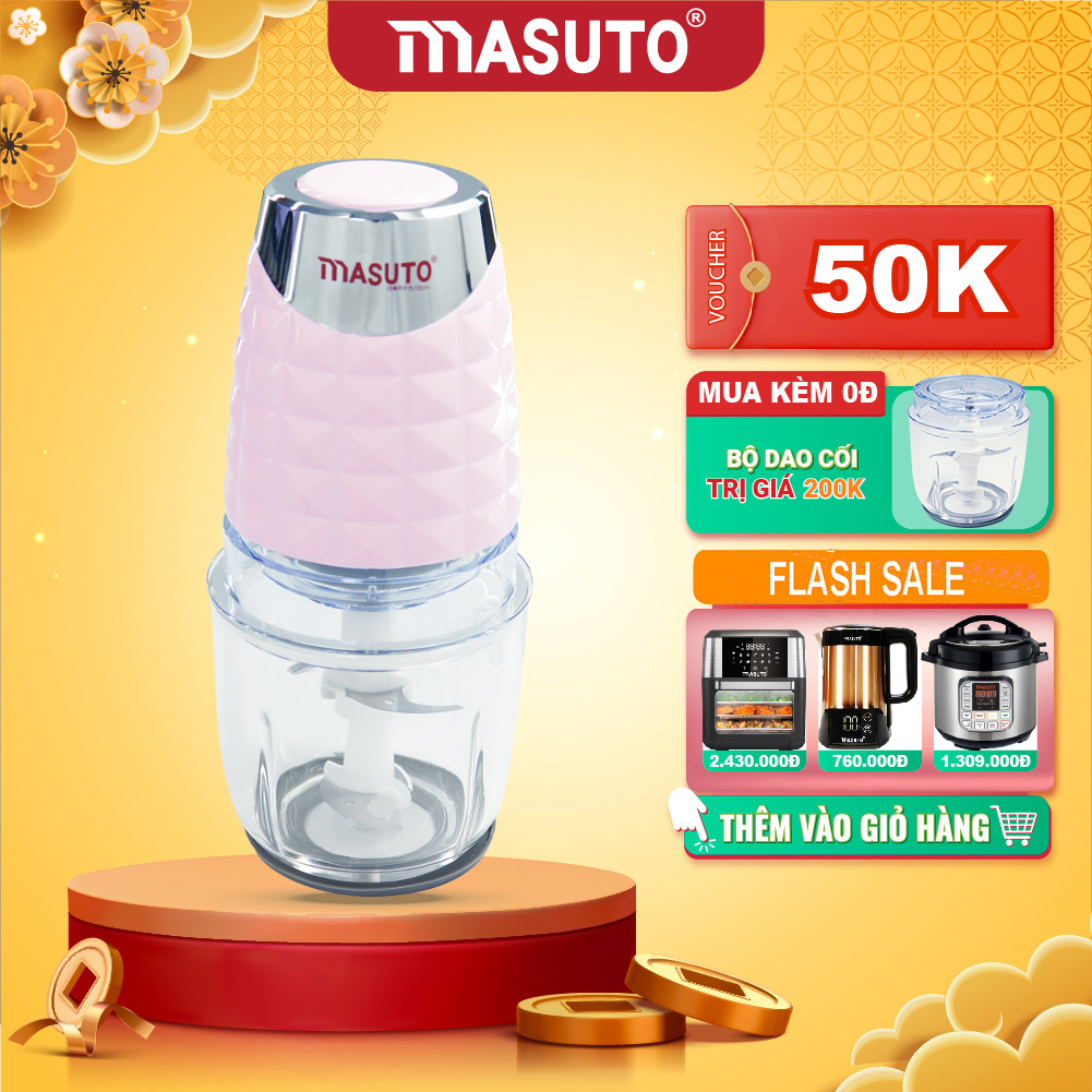 [MUA 1 TẶNG 1] Máy Xay Thịt Sinh Tố Thực Phẩm Đa Năng Xay Tôm Cá Masuto Công Nghệ Nhật Bản Cối Thủy Tinh Xay Siêu Nhuyễn Mịn Chỉ 10s