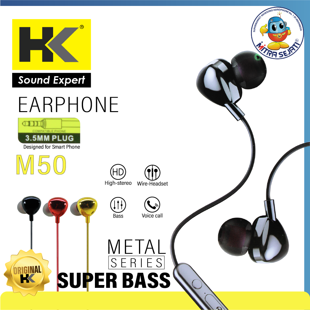 HK Earphone M-50 Original Handsfree Stereo Headset M50-AHFUNIVM50HK