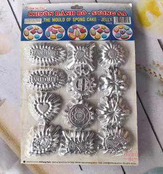 Bộ 24 khuôn bánh bò - rau câu - da lợn Nhôm Vĩnh Trường