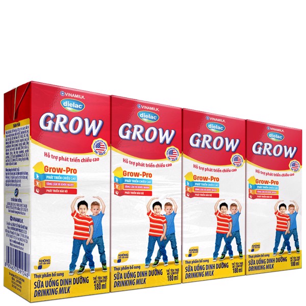 Lốc 4 hộp Sữa bột pha sẵn Dielac Grow 180ml
