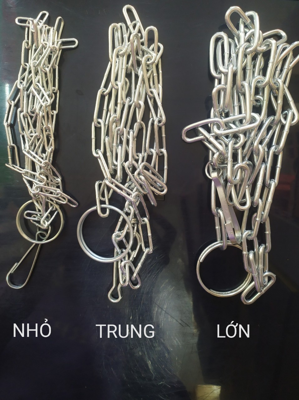 Dây xích vòng cổ chó mèo thú cưng nhỏ 2li / trung 3li / lớn 4li dài 1m45