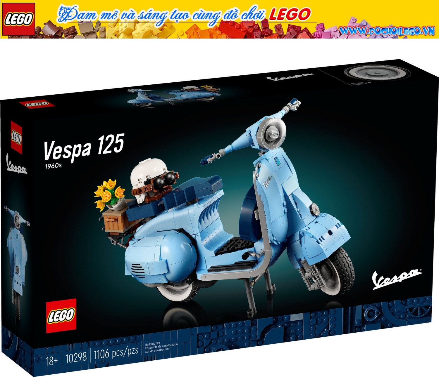 10298 lego creator expert vespa 125 - đồ chơi xếp hình, xe vespa
