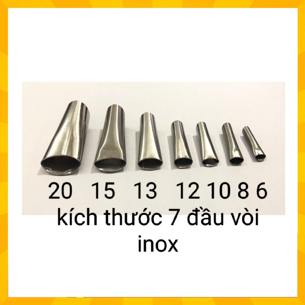 Bộ vòi inox bơm keo, bộ 7 đầu vòi inox đi bơm keo, chống mài mòn, dùng cho keo silicone keo bê tông
