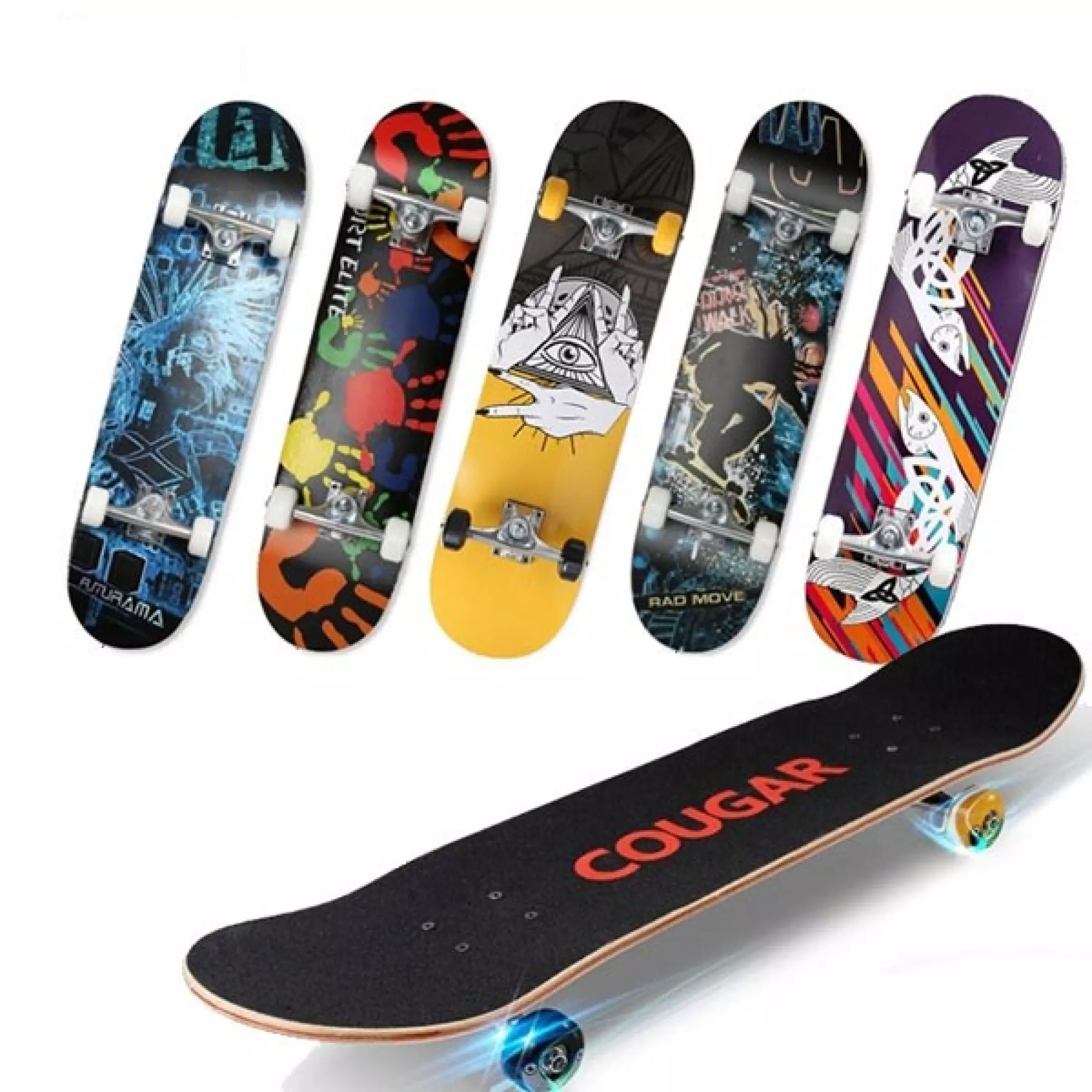 Ván Trượt Thể Thao Skateboard Bánh Phát Sáng, Mặt Nhám Chống Trượt, Gỗ Phong 8 Lớp, Khung Hợp Kim Chắc Chắn, Bánh Pu Siêu Bền Đạt Chuẩn Thi Đấu