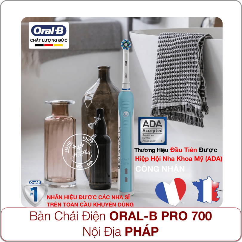 Bàn Chải Điện Oral-B Pro 700, Làm Sạch Sâu, Bảo Vệ Nướu, Cảm Biến Áp Lực, Chống Nước [Sản xuất tại Đức]