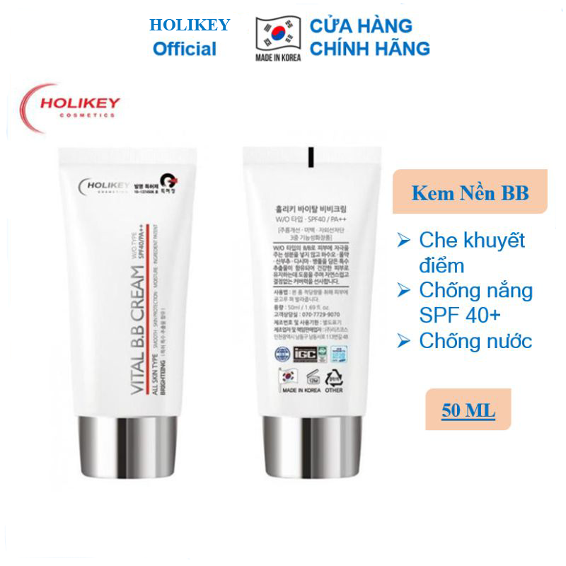 Kem nền trang điểm, Kem trang điểm chống nắng Holikey Vital BB Cream Hàn Quốc SPF /40 PA 50ml