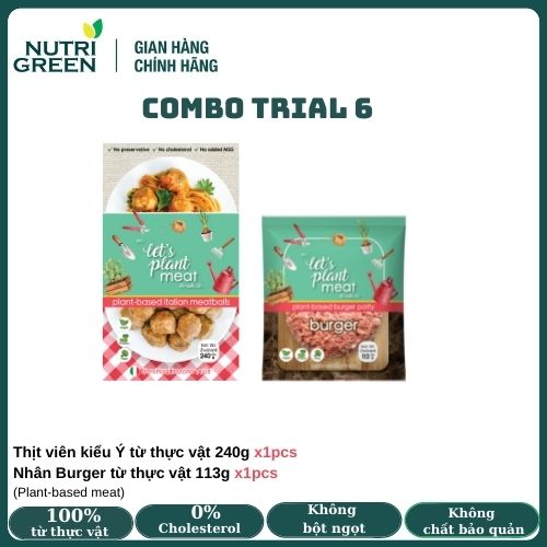 Combo Trial 6 từ thịt chay thực vật cao cấp bổ sung protein thực vật và dinh dưỡng cho người ăn chay Nutrigreen Food