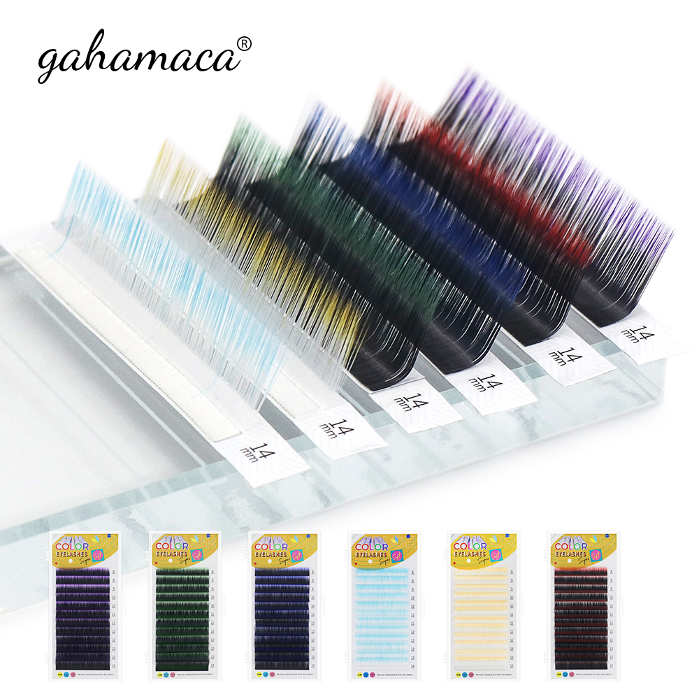 Lông mi nối màu gahamaca lông mi nối ombre 0.07mm/0.10mm c/d/l/lu curl 8-14mm