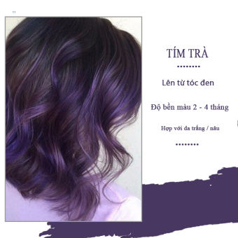 Thuốc nhuộm tóc màu TÍM TRÀ không cần thuốc tẩy tóc coiang88