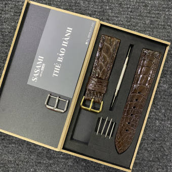 N1K. Dây đồng hồ DA CÁ SẤU [ DA THẬT 100% ] Vân Hạt ,SẢN PHẨM GỒM : 1 DÂY + 1 KHÓA, TẶNG 1 HỘP, 4 CHỐT và 1 CÂY THAY DÂY