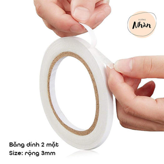 Băng dính hai mặt, Băng keo hai mặt rộng 3mm | dùng dán giấy, hỗ trợ đính hạt đá