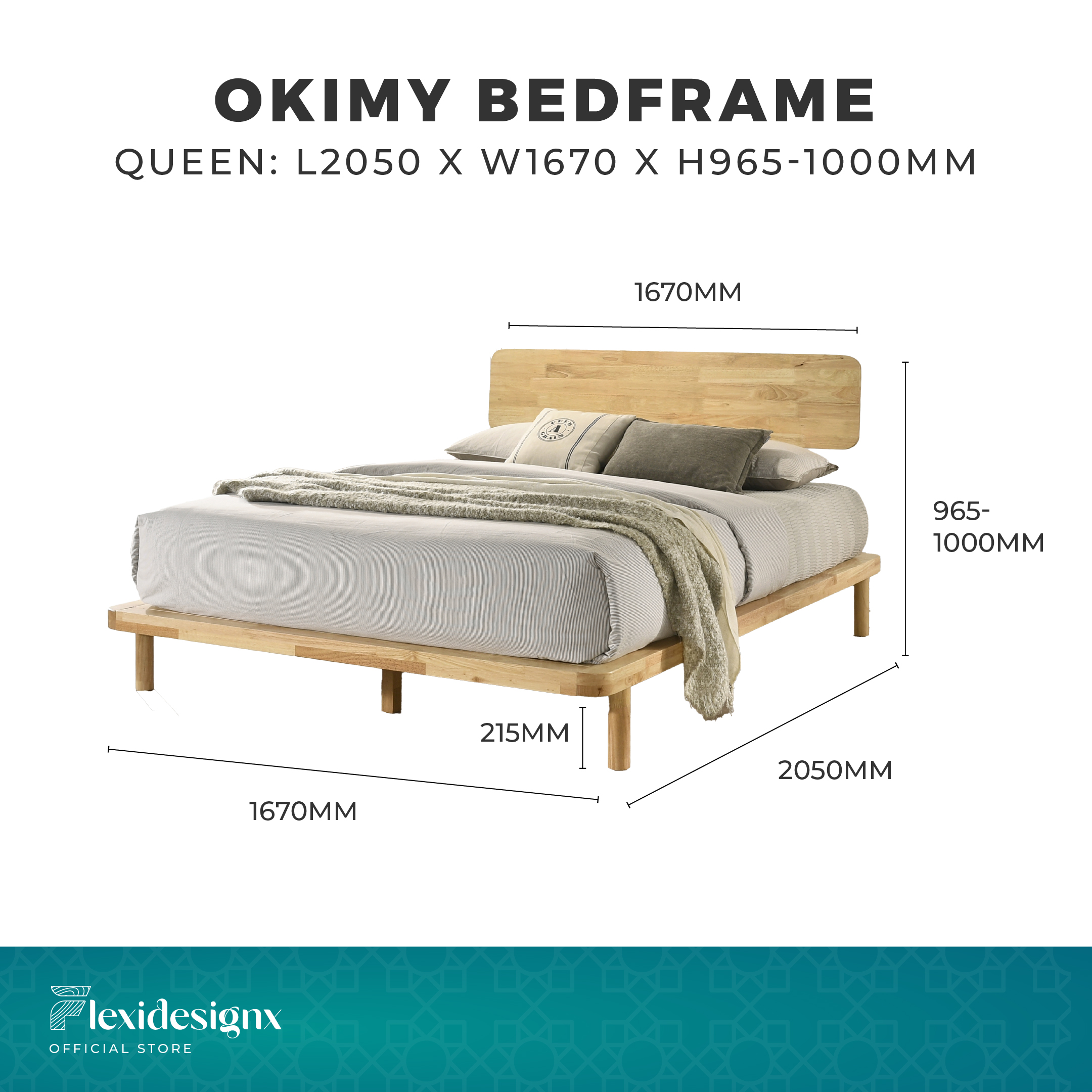 Solid Wood Bed Single / Super Single / Queen / King Size Wooden Bed Frame / Muji Feel Bed Frame Flexidesignx OKIMY · v2