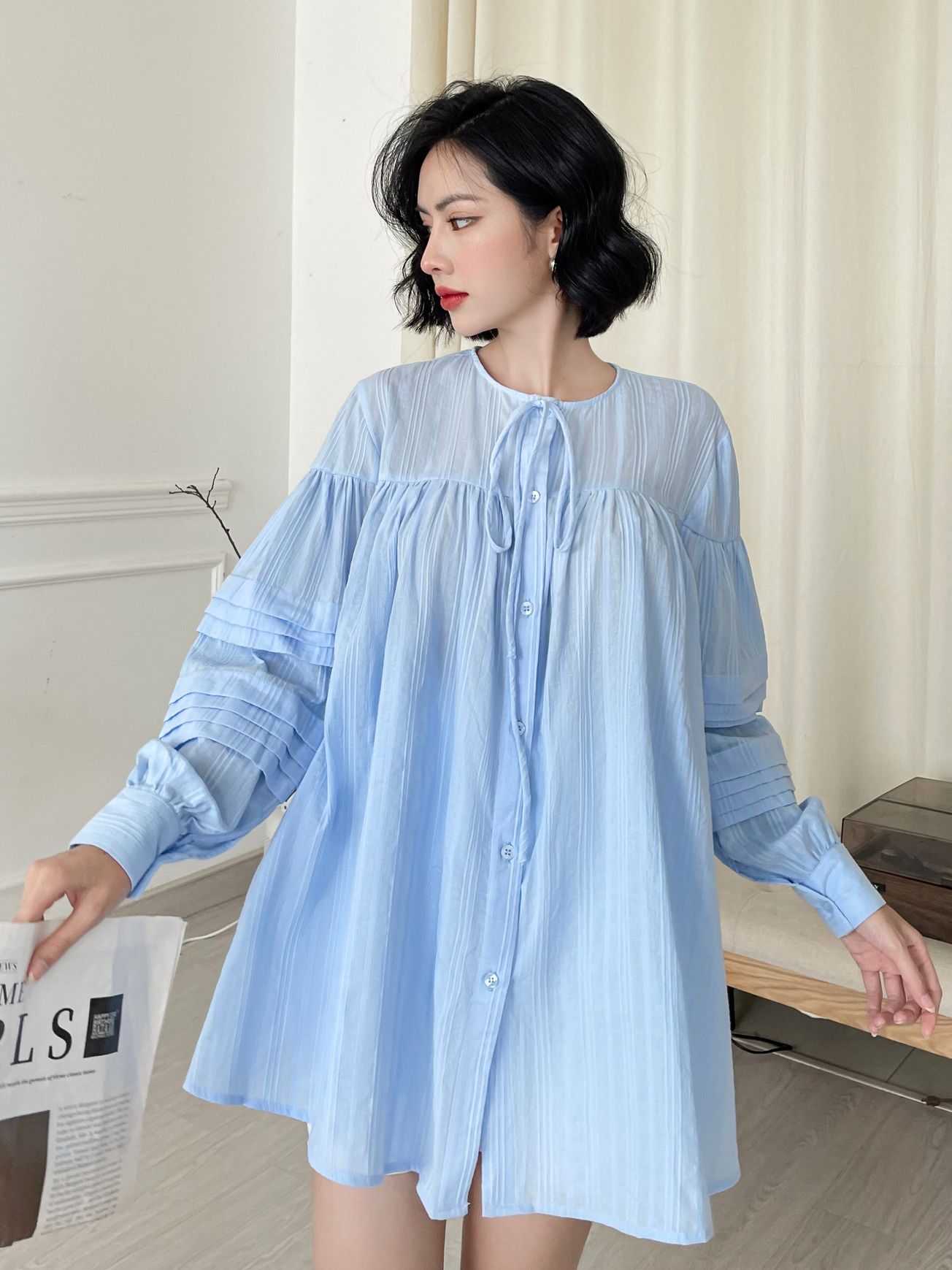 Áo sơ mi dáng rộng chất xô , Peace House Clothing