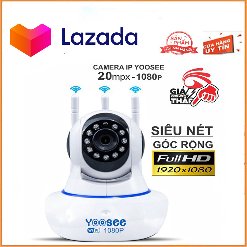 Camera Wifi Yoosee 3 Râu 3.0/ 2.0Mpx đàm thoại 2 chiều, hình ảnh sắc nét Camera IP Wifi Yoosee 3 Râu xoay 360 độ độ phân giải FULL HD 1920x1080p Không DâyCamera trong nhàngoài trời Camera hồng ngoại tích hợp ghi âmlưu trữ
