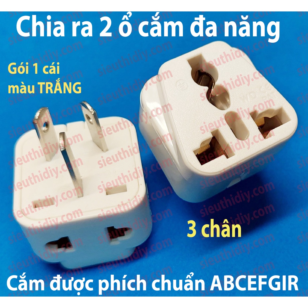Phích cắm chuyển đổi ra 3 chân chéo chuẩn Úc-Trung Quốc-New Zealand