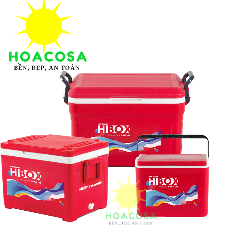 Thùng đá nhựa 25l, 35l, 48l, 65l hibox nhựa hiệp thành- có vòi xả nước, cứng cáp, bền, giữ đá lâu- đồ gia dụng hoacosa.