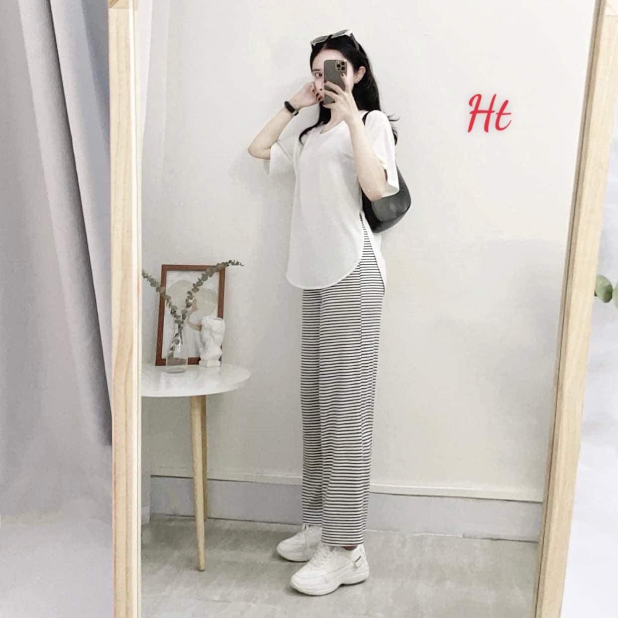 Sét Bộ Đồ Nữ Áo Cotton Pull vạt cong Mix Quần Ống Rộng Kẻ Mặc Đi Chơi, Đi Học Mùa Hè Phong Cách Hàn Quốc - sét bộ đồ nữ mặc đi chơi , sét bộ đồ nữ from rộng , sét bộ đồ nữ mùa hè , sét bộ đồ nữ quần ống rộng