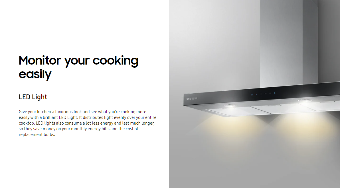 (BULKY) SAMSUNG NK36M5070BS/UR 90CM WALL-MOUNT HOOD, WASHABLE ALUMINIUM FILTER, LED LIGHTS, TOUCH CONTROL, 2 YEARS WARRANTY · v5