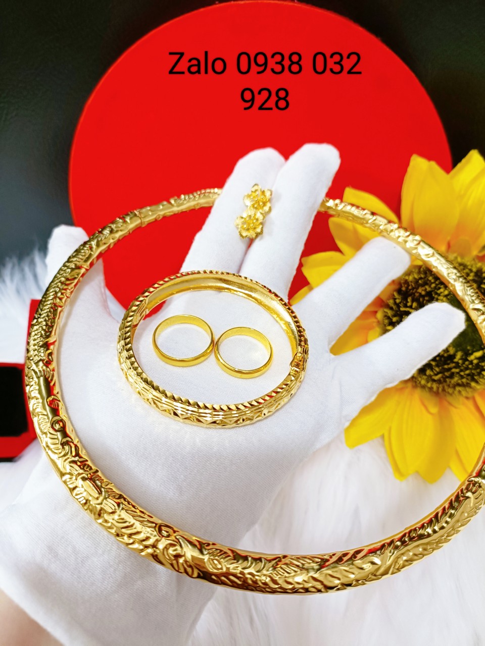 Combo bộ cưới 3 món mạ 24k kèm hộp nhung cao cấp E37