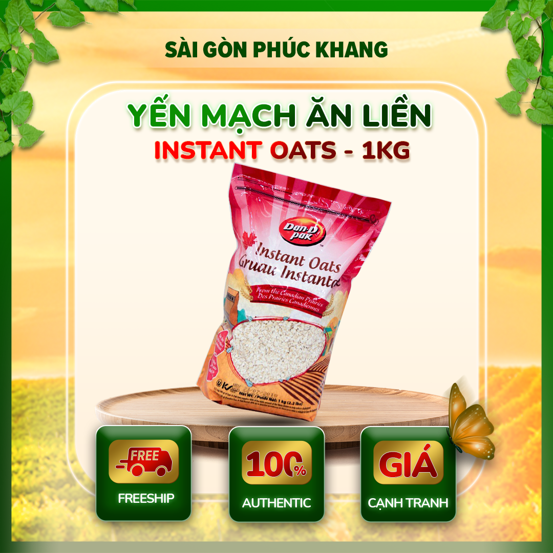 Yến mạch ăn liền instants oats canada 1kg dan.d.pak,100% yến mạch nguyên chất,tự nhiên,không sử dụng chất bảo quản,hỗ trợ cho người ăn kiêng,giảm cân,tiểu đường