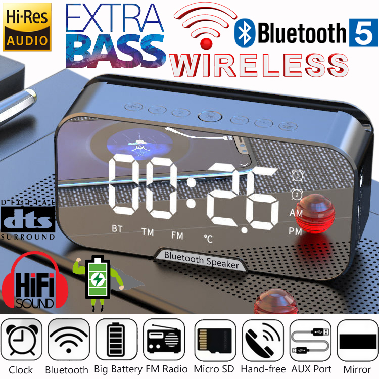 【LazBestSeller】Smart Bluetooth Speaker Digital FM Radio Alarm Clock Multifunction Dual Alarm Mode Electronic LED Table Clock Wireless Bluetooth Music Player 3D Stereo Subwoofer