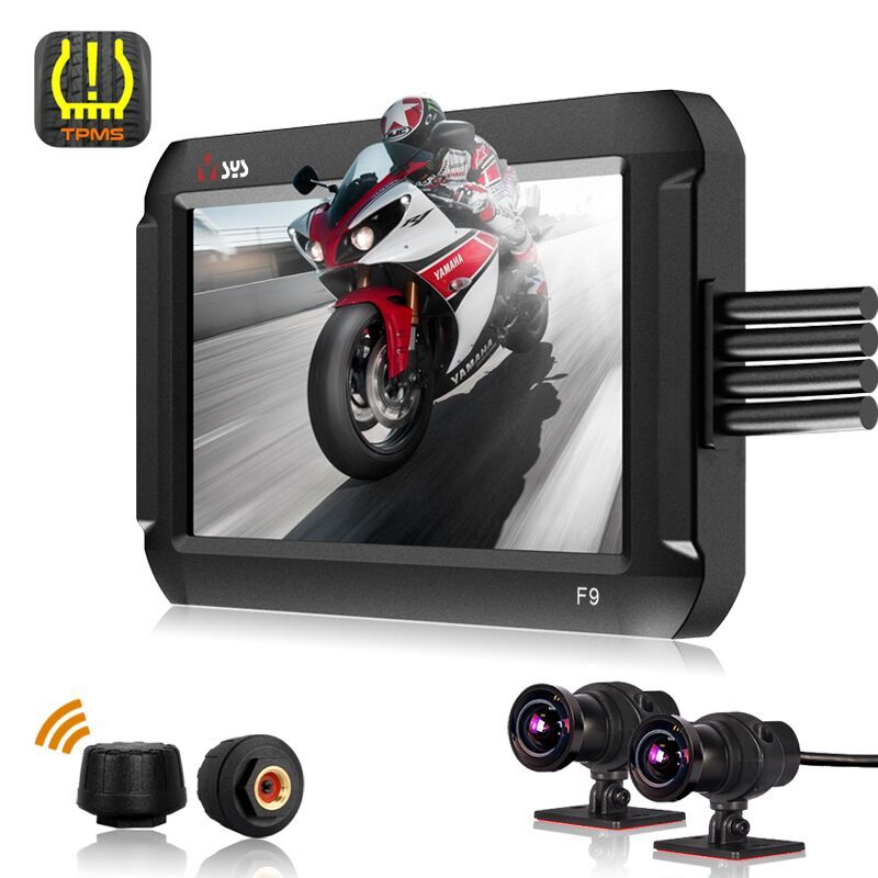 VSYS Newest 4.0'' Screen 150 degrees 1080p Full HD Dual Camera Front & Rear Motorcycle Recorder with parking recording Waterproof Dash Cam support TPMS , GPS and Night vision ราคา 2,827 บาท*ส่งฟรี