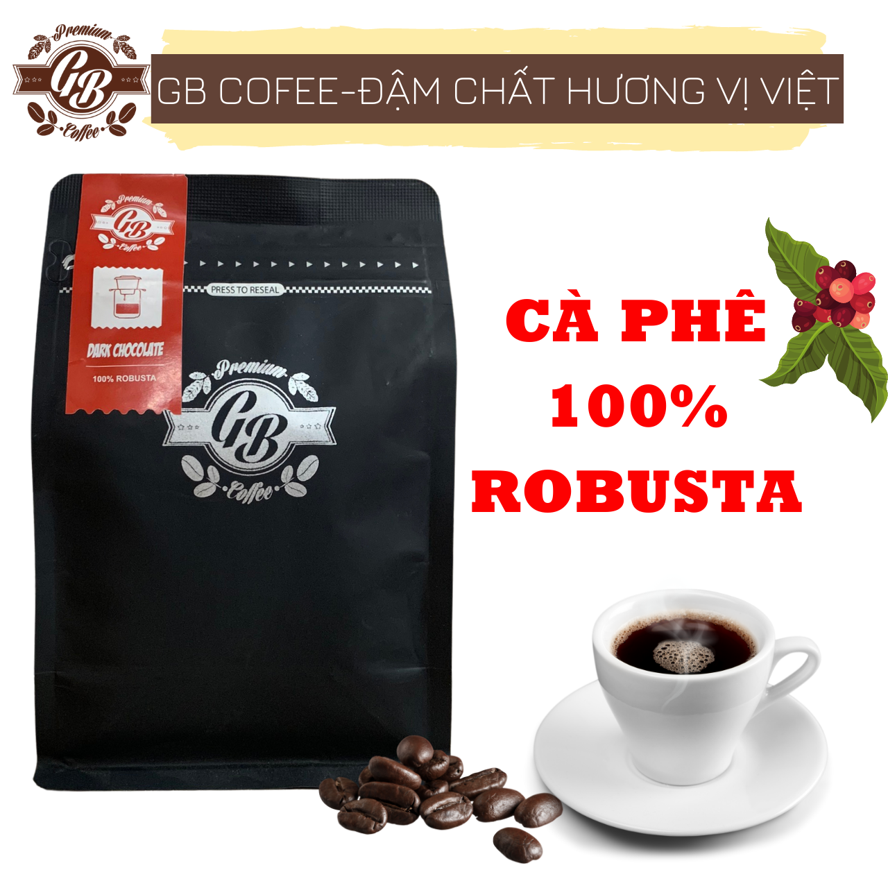 Cà phê dark chocolate gb - túi 250gr - rang xay 100% nguyên chất, thơm ngon, đậm vị