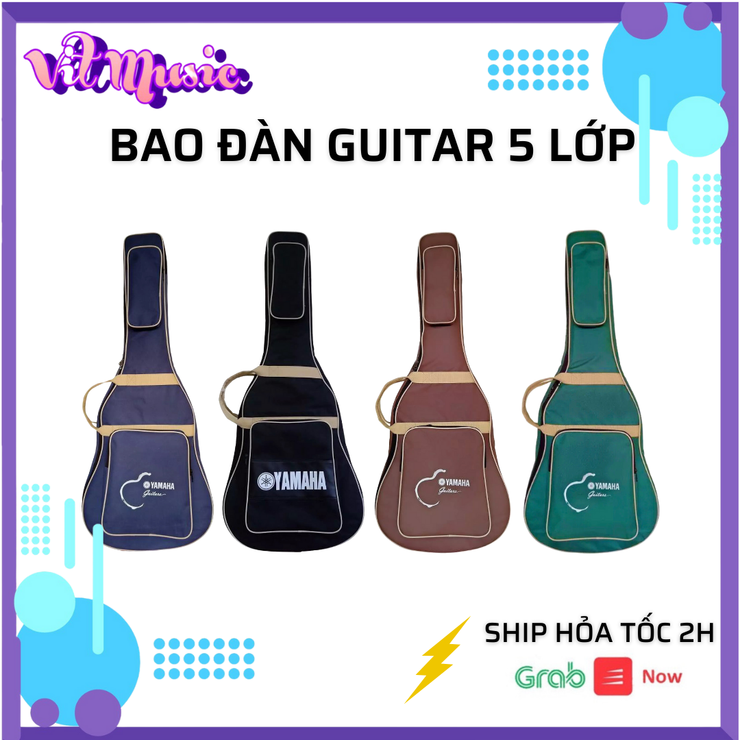 Bao Đàn Guitar 5 lớp chắc chắn, có thêm túi phụ, Túi đựng đàn guitar - Bao đàn vải bố Yamaha nhập khẩu trực tiếp nhà máy