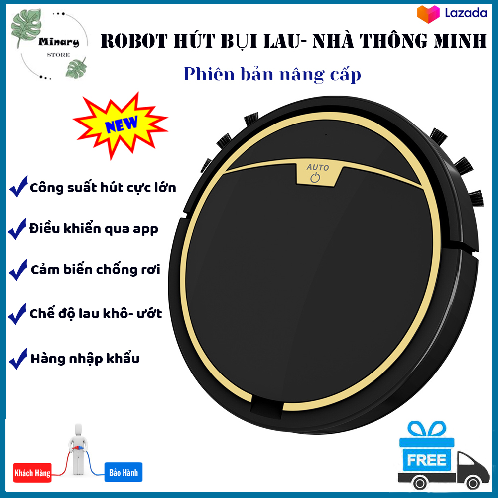 Robot lau nhà hút bụi, máy hút bụi thông minh, may lau nha thong minh. quét- hút- lau. lực hút mạnh, động cơ công suất cao. tiện lợi dễ sử dụng. bảo hành 1 đổi 1 toàn quốc
