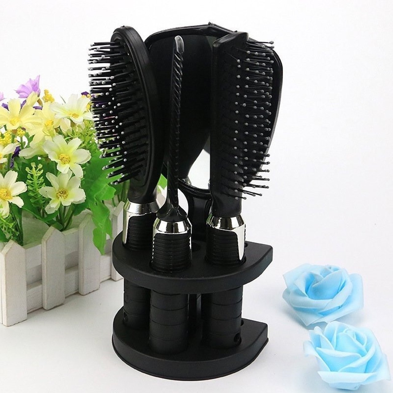 Bộ lược 4 món massage đầu kèm gương và giá đỡ