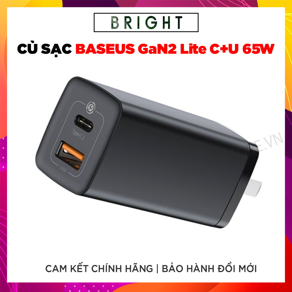 Củ sạc siêu nhanh, nhỏ gọn baseus gan2 lite quick charger 65w