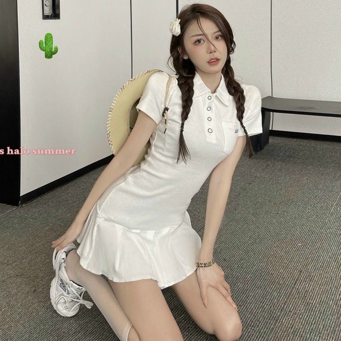 Đầm polo xếp ly siêu cute