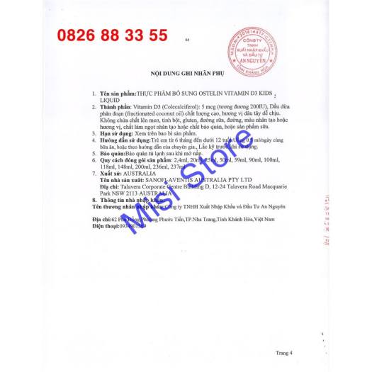 Vitamin D3 Ostelin 2,4ml 400iu dạng giọt cho bé từ sơ sinh 9 (0 - 12 tuổi) của Úc - 80 giọt (đủ bill Chemist)