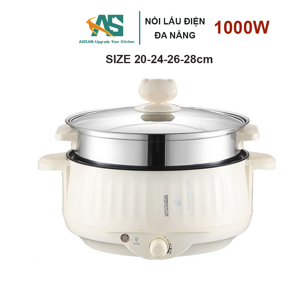 Nồi lẩu điện đa năng lớp chống dính cao cấp dung tích 3.2L có thể chiên xào nấu rán...Nồi lẩu mini siêu tiện lợi có 3 mức nhiệt Bảo Hành 3 tháng
