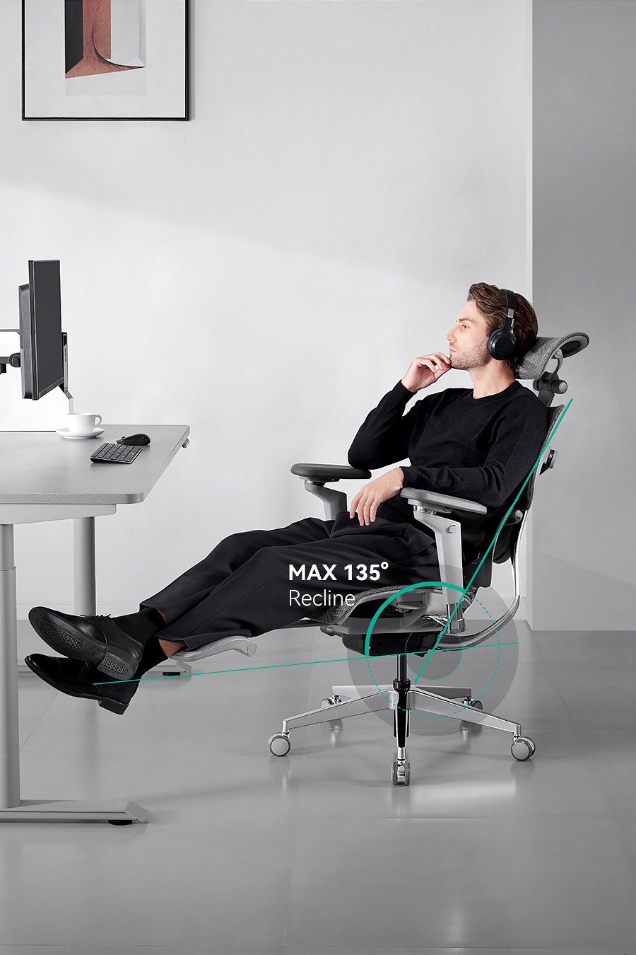 Hinomi X1 3D Sırt Destekli Ergonomik Ev Ofisi Koltuğu | Bacak Desteği | Oyun | Örgü Sandalye
