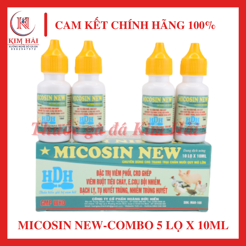 Micosin new-[combo 5 lọ x 10ml] [nhỏ trực tiếp]-nhiễm khuẩn hô hấp,khò khè,tụ huyết trùng cho gà đá gà tơ gà con.