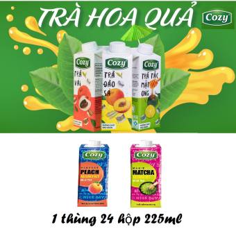 Thùng 24 hộp trà hoa quả Cozy đủ vị ( Tắc mật ong , trà đào sả , trà vải , trà sửa đào , trà sửa matcha )