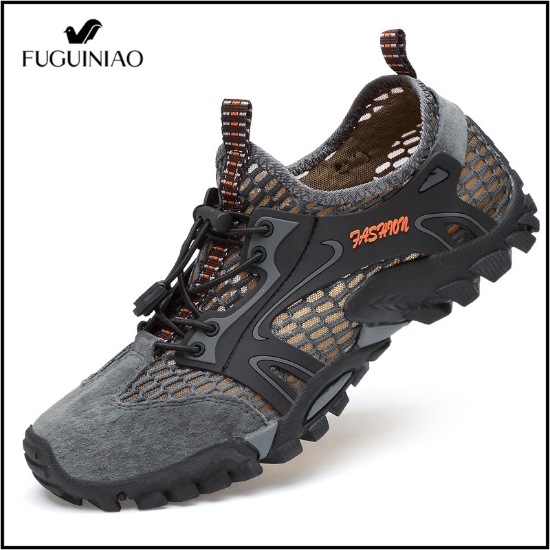 Fuguiniao 2022 New Men's Outdoor Hiking Shoes Waterproof and breathable mesh upstream shoes aqua shoes outdoor sports shoes wear-resistant non-slip size 39-50（Free Shipping） ราคา 349 บาท*ส่งฟรี