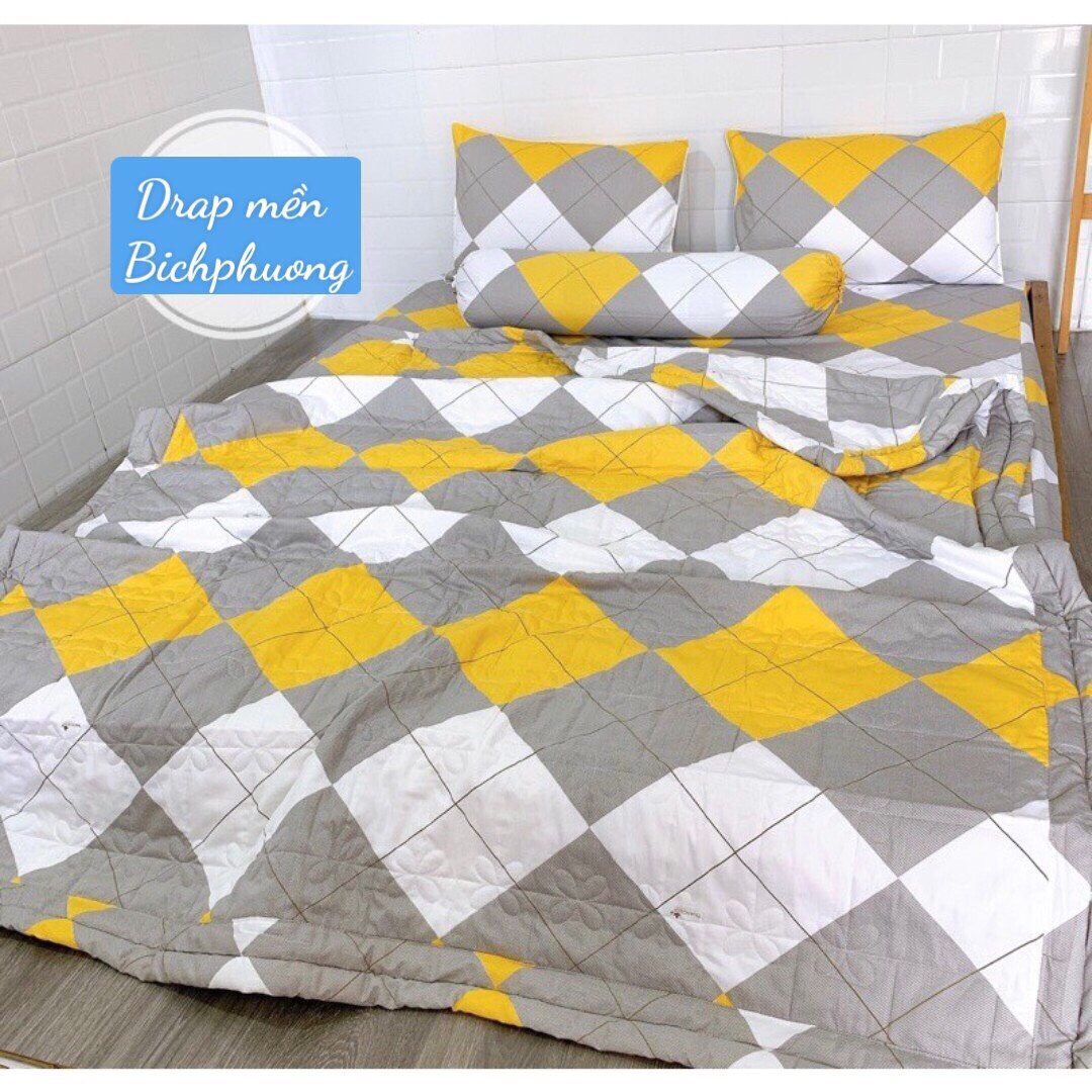 [HCM]Bộ Drap Cotton Thắng Lợi Kèm Mền Chần Gòn/ { 5 món } chuẩn LOGO