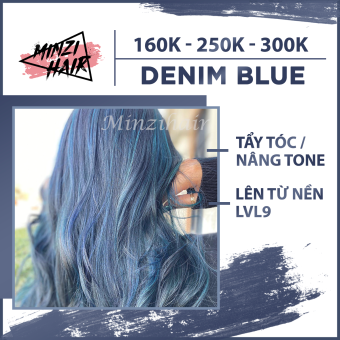 THUỐC NHUỘM TÓC DENIM BLUE / XANH DENIM / BLUE DENIM - LÊN TỪ NỀN LVL 9 - CẦN TẨY TÓC + NÂNG TONE