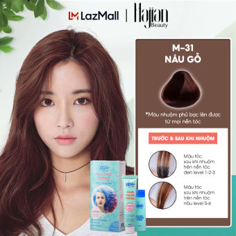 Thuốc nhuộm tóc màu nâu gỗ Molokai M-30, nhuộm tóc tại nhà chứa collagen tảo biển siêu dưỡng - Hajian Beauty