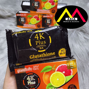 Xà phòng 4K Plus trắng da vitamin c , glutathione mờ thâm đều màu da dưỡng ẩm melanin tắm trắng toàn thân thái lan 100g