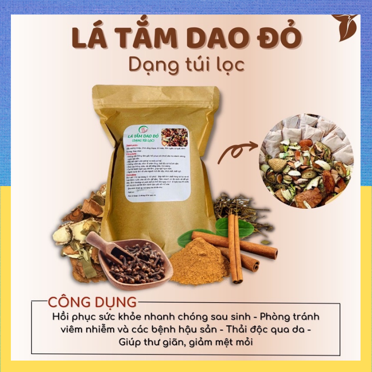 Lá tắm dao đỏ sau sinh 10 túi lọc cho mẹ lá tắm người dao đỏ bà đẻ