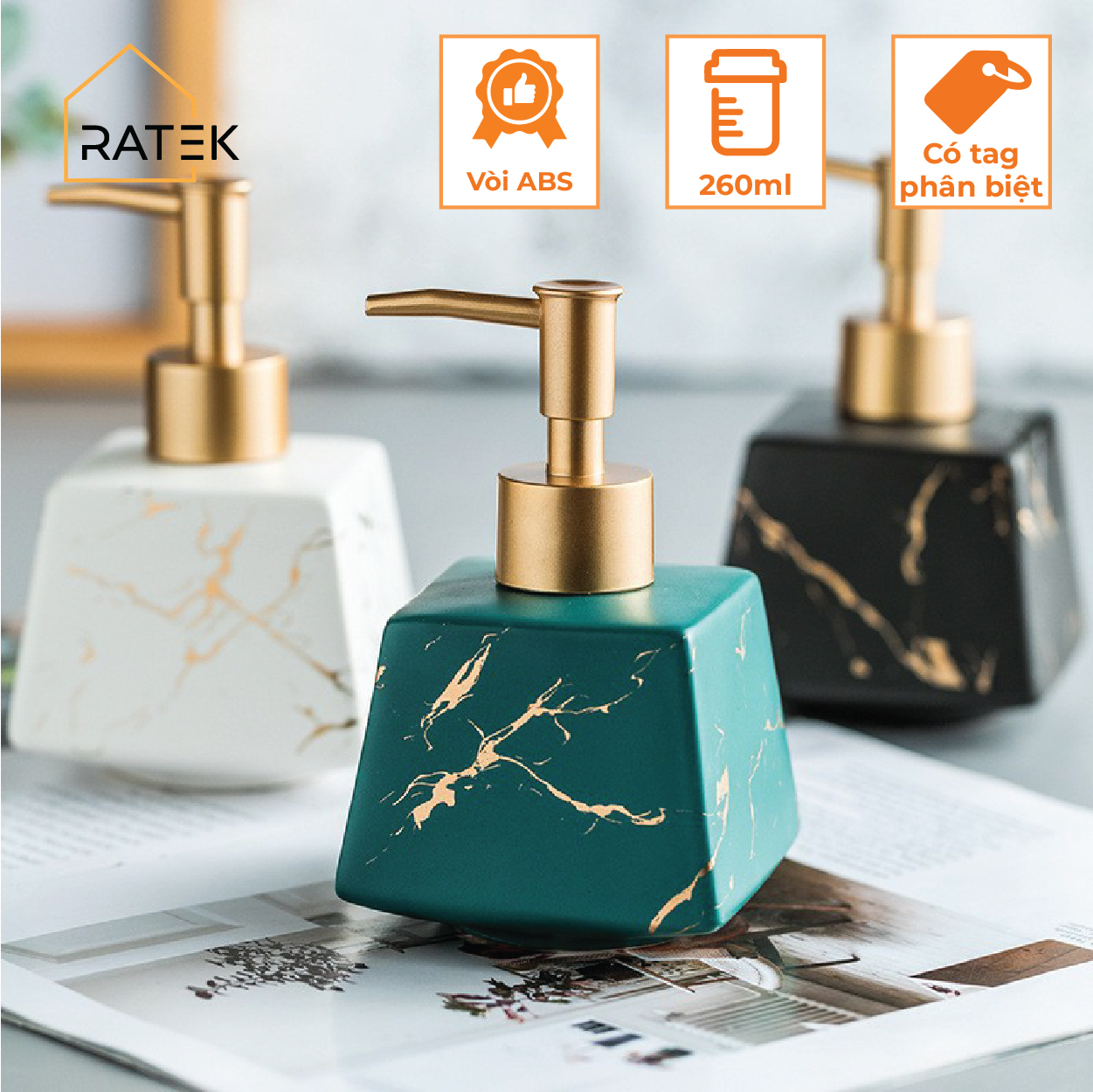 Bình Đựng Sữa Tắm Dầu Gội Nước Rửa Tay Hình Vuông, Bằng Gốm Sứ Cao Cấp Trong Khách Sạn Nhà Tắm Nhà Bếp