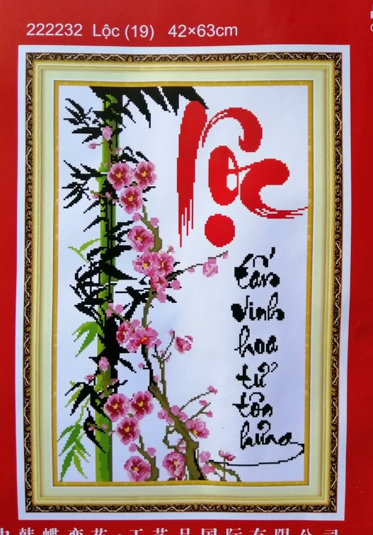Tranh thêu chữ thập lộc 222232
